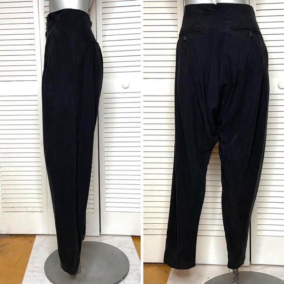 AllSaints Spitalfields Black Silk Dropped Waist Jodhpur Trousers Pants UK8 US 4 - Picture 3 of 6